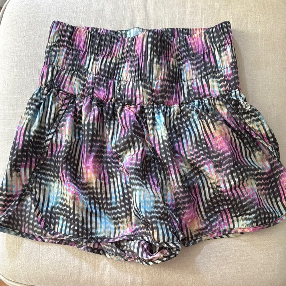 FP Movement by FreePeople. Vibrant Striped Multicolor High Waist Shorts